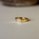 Signet Band Ring with Sun-Set Bezel Lab-Grown Diamond-Engagement Rings-Wild Fawn Jewellery