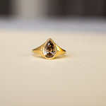 Statement Bezel Set Brown Diamond Pear Engagement Ring-Engagement Rings-Wild Fawn Jewellery
