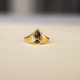 Statement Bezel Set Brown Diamond Pear Engagement Ring-Engagement Rings-Wild Fawn Jewellery