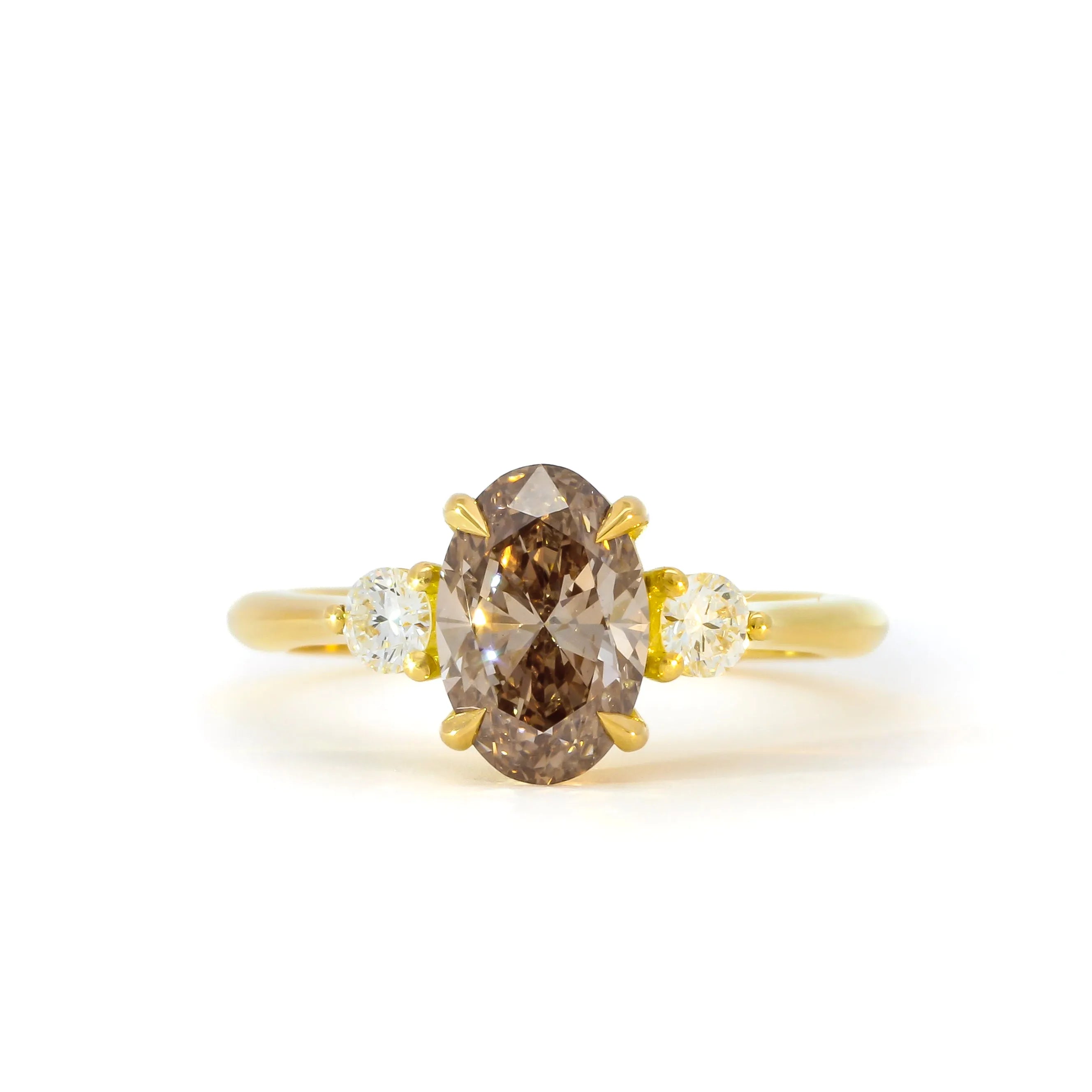 Brown Diamond Oval Trilogy Engagement Ring-Engagement Rings-Wild Fawn Jewellery