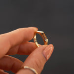 East-West Emerald-Cut Brown Diamond Half Bezel Ring-Engagement Rings-Wild Fawn Jewellery