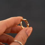 East-West Emerald-Cut Brown Diamond Half Bezel Ring-Engagement Rings-Wild Fawn Jewellery