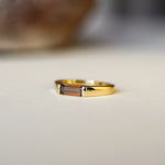 East-West Emerald-Cut Brown Diamond Half Bezel Ring-Engagement Rings-Wild Fawn Jewellery