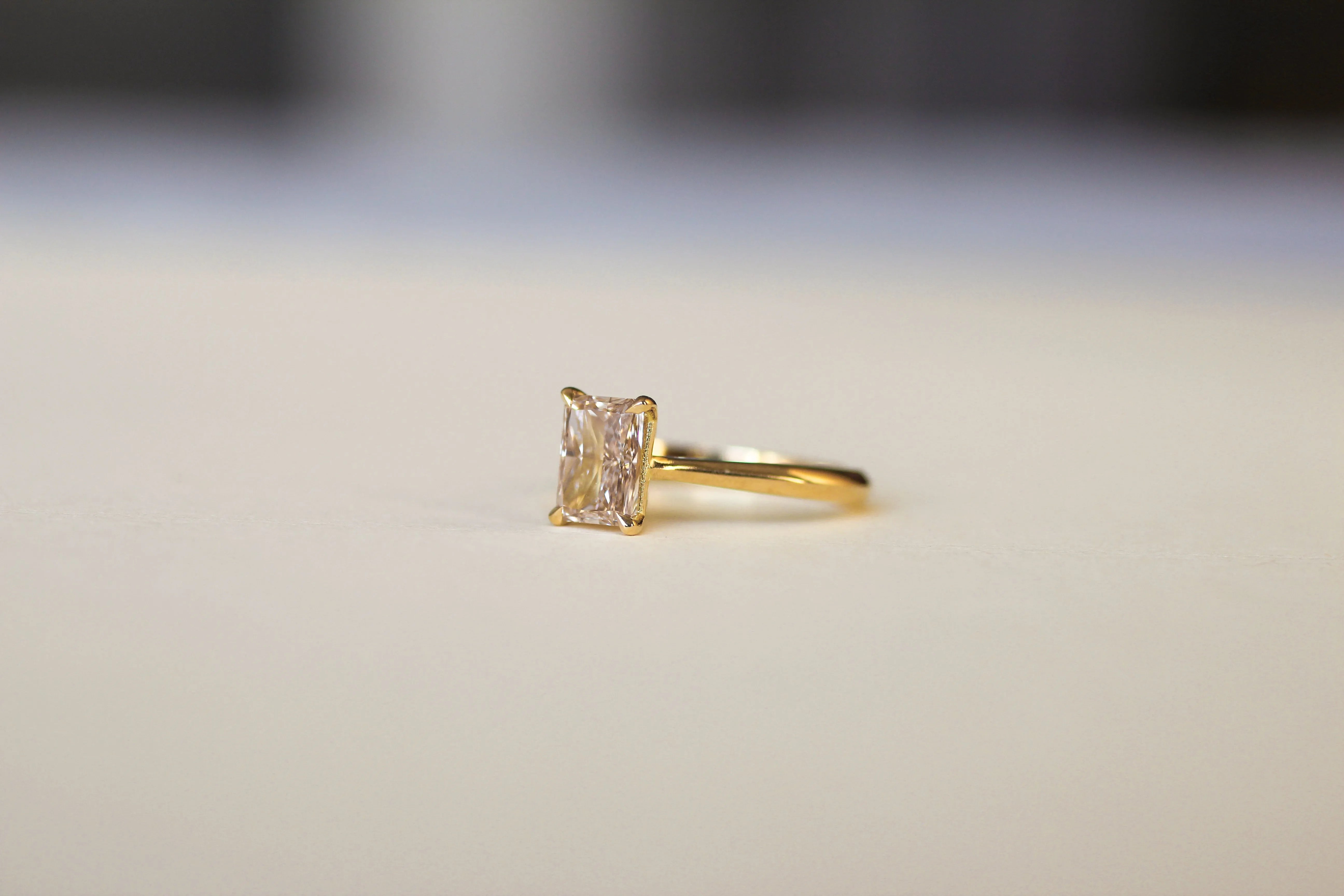 Light Brown Emerald Cut Solitaire Engagement Ring-Engagement Rings-Wild Fawn Jewellery