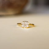 East West Faux Bezel Cushion Cut Champagne Diamond Engagement Ring-Engagement Rings-Wild Fawn Jewellery