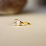 East West Faux Bezel Cushion Cut Champagne Diamond Engagement Ring-Engagement Rings-Wild Fawn Jewellery