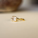East West Faux Bezel Cushion Cut Champagne Diamond Engagement Ring-Engagement Rings-Wild Fawn Jewellery