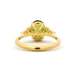 back view of Large Green Sapphire Engagement Ring with Pear & Round Diamond Cluster