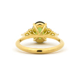 back view of Large Green Sapphire Engagement Ring with Pear & Round Diamond Cluster