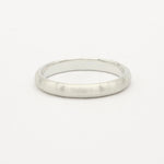 white gold 3mm brushed wedding ring on a white background