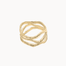 A gold multi-band ring with a textured, organic wavy design, photographed on a clean off-white background.