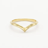 2mm gold chevron wedding ring with a V-shaped design on a white background