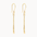 Gold dangle earrings with molten gold bar on a white background