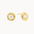 round gold molten-effect earrings with diamonds on a white background