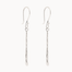 Pair of white gold hook dangle earrings with molten drop detail on a white background