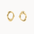 A pair of gold textured oval-shaped stud earrings on a clean off-white background.
