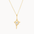 Gold necklace with a open star shaped pendant with round diamond in the middle on a white background