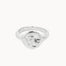 A textured sterling silver oval signet ring with a rough, organic-shaped face, shown on a plain off-white background.