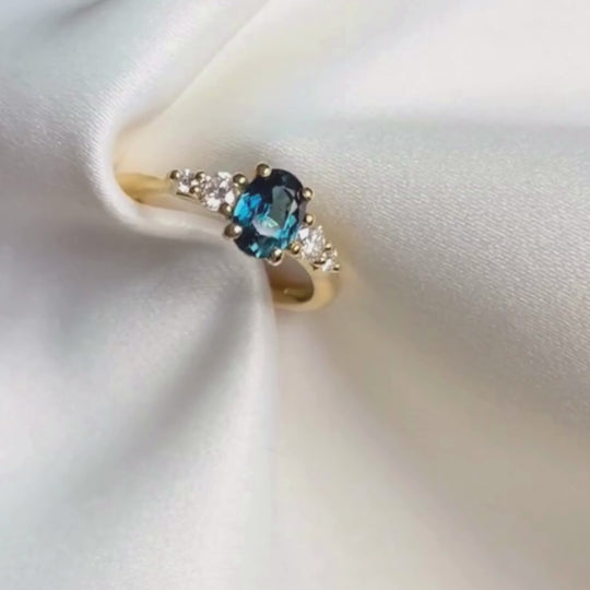5 Stone Blue Sapphire Engagement Ring