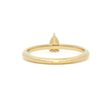back view of a tiny pear diamond engagement ring