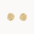 A pair of gold textured spiral stud earrings on a clean off-white background.