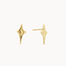 Gold four-point star stud earrings on a white background