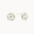 white gold round diamond stud earrings with molten texture on a white background