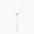 white gold y-shaped lariat necklace with a small round diamond pendant and molten bar detail on a white background