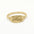 solid gold word ring engraved with 'Worthy' in script font on a white background