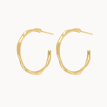 9ct Gold Medium Organic Hoop Earrings