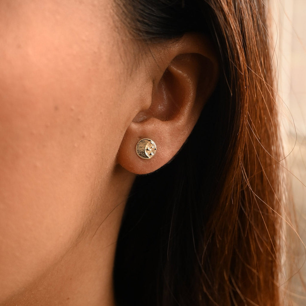 9ct Gold Mini Moonlight Stud Earrings
