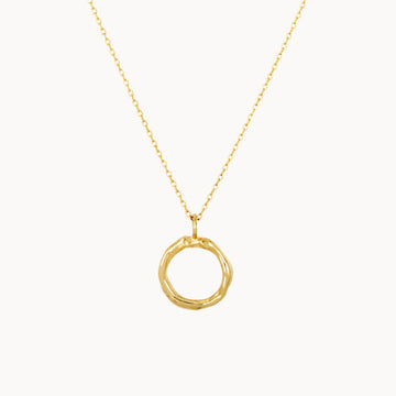 9ct Gold Organic Circle Pendant Necklace