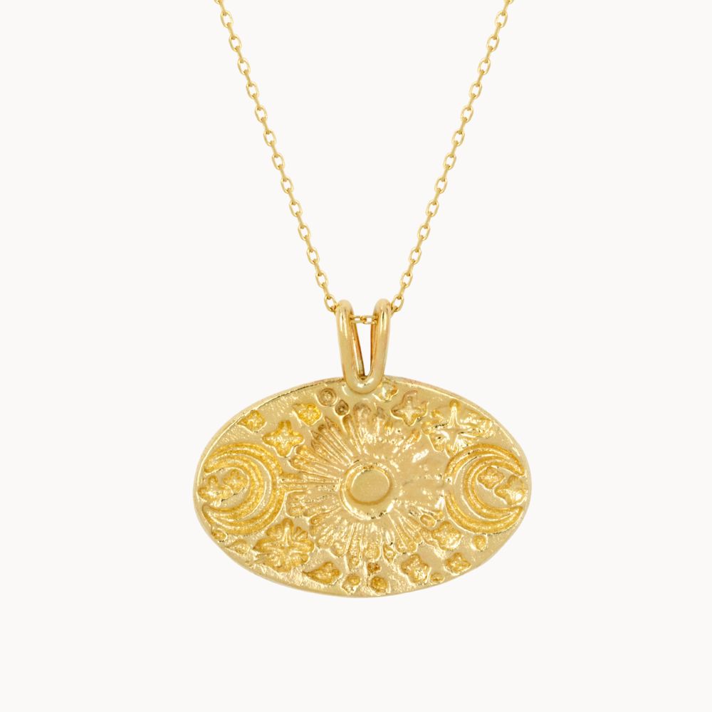 9ct Gold Personalised Celestial Medallion Necklace
