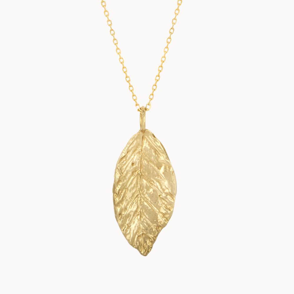 9ct Gold Personalised Leaf Necklace