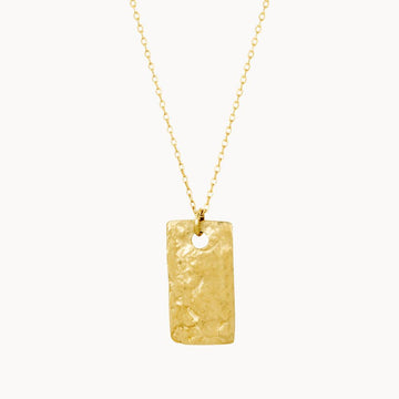 9ct Gold Personalised Raw Rectangle Pendant Necklace