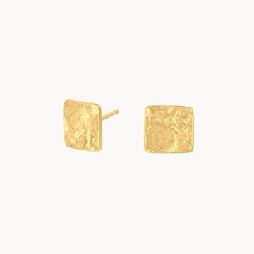 9ct Gold Raw Square Stud Earrings