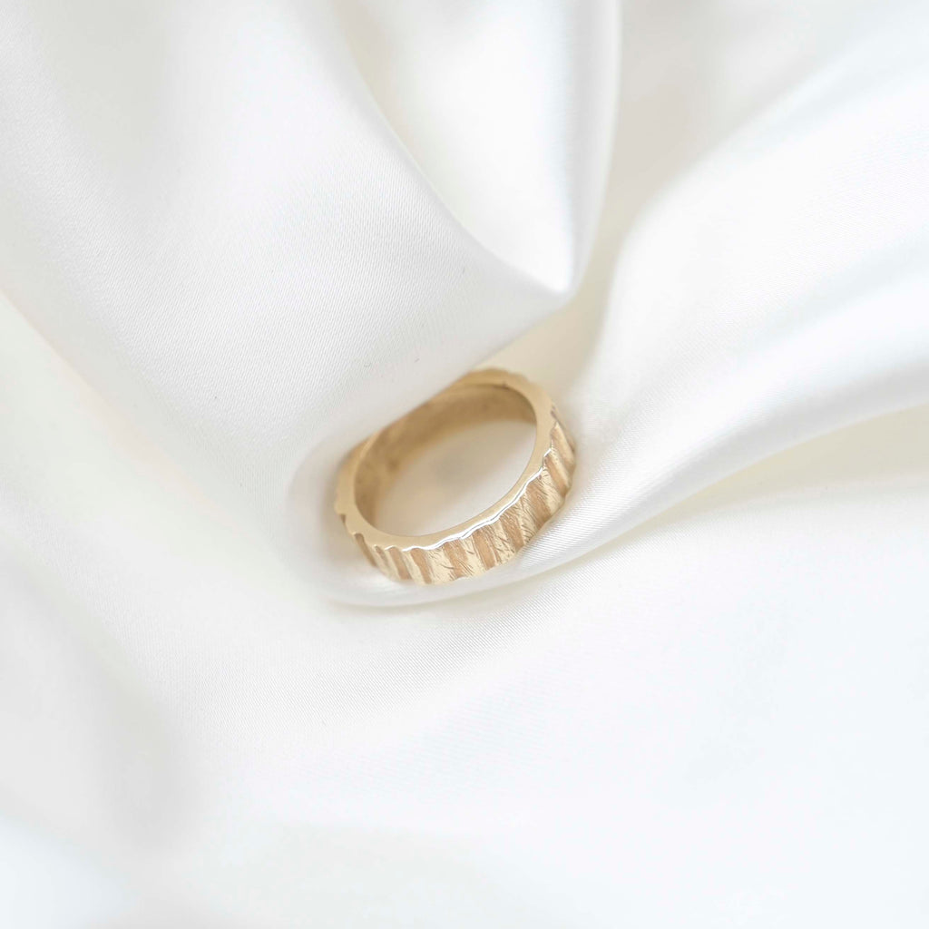 9ct Yellow Gold Thick Carved Wedding Ring