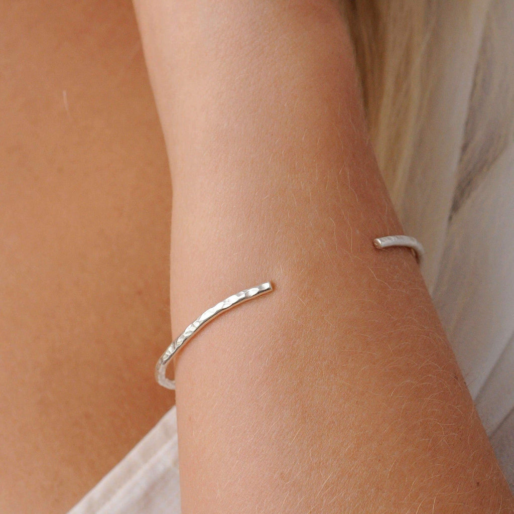 Adjustable Hammered Open Cuff Bangle
