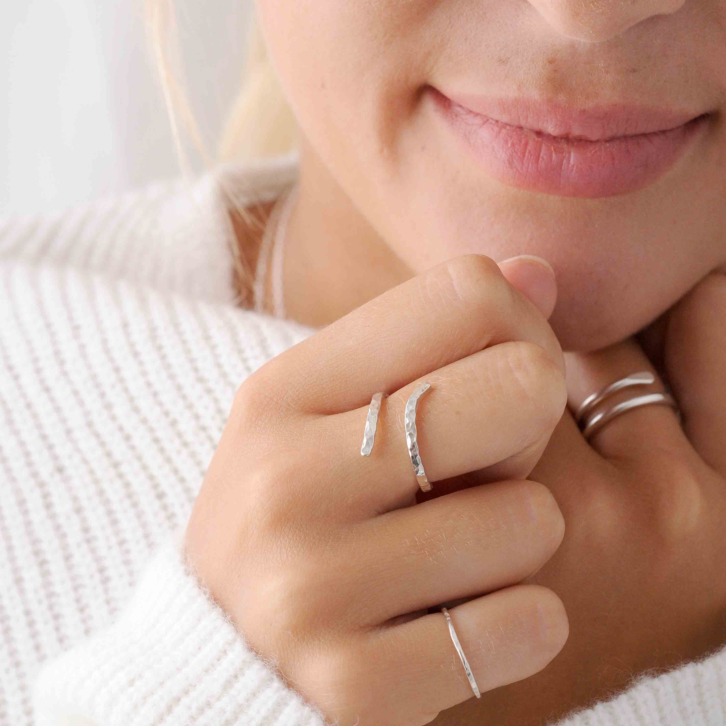 Silver Adjustable Hammered Ring