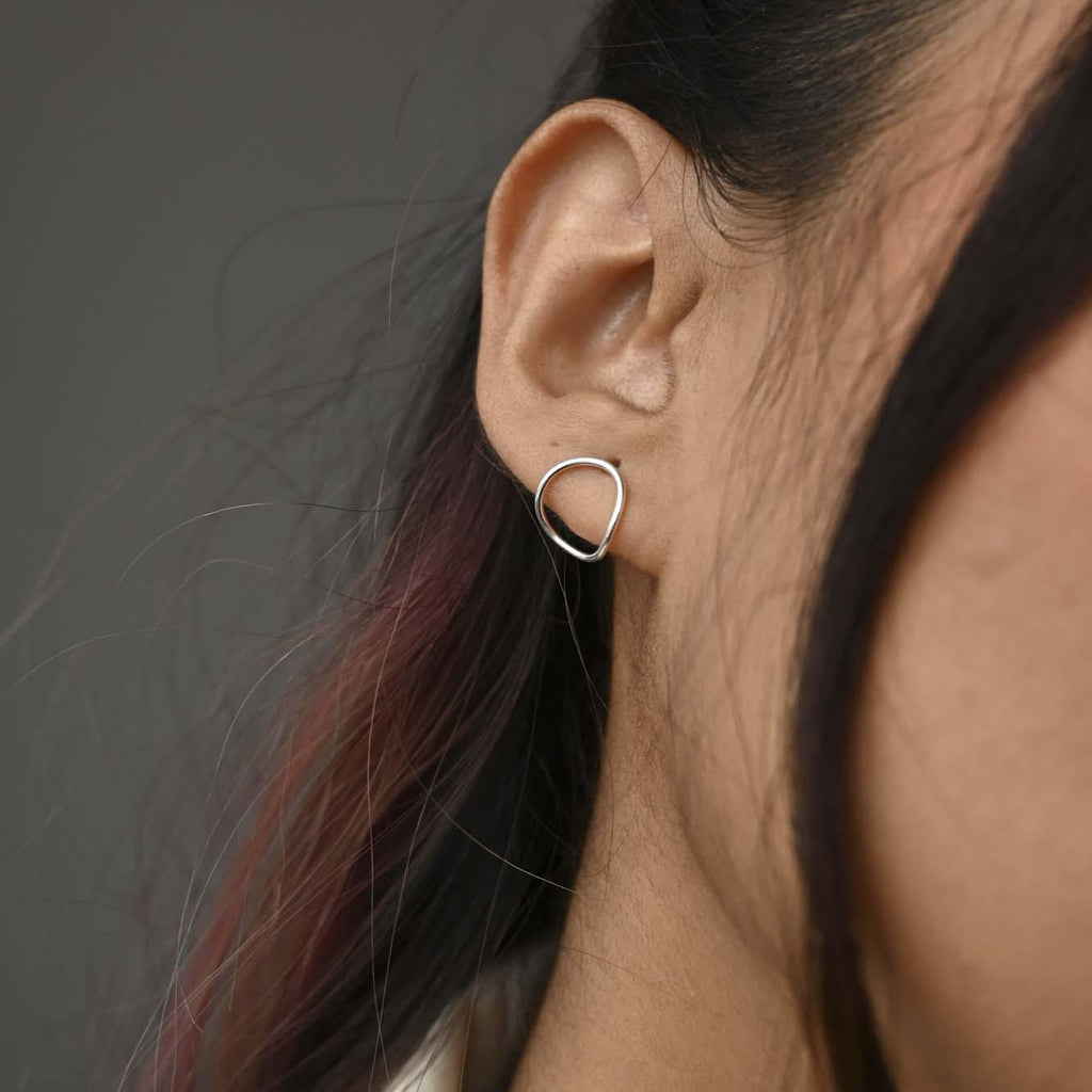 Silver Flow Stud Earrings