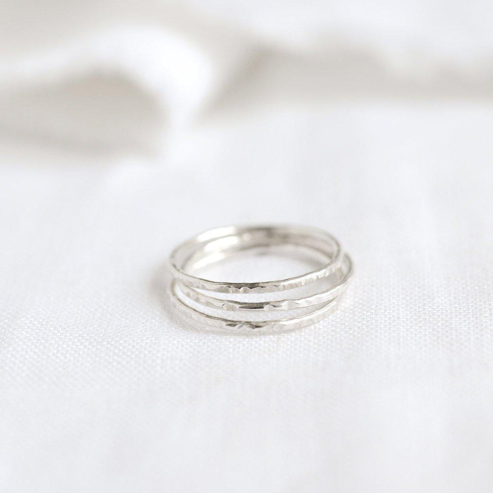 Silver Hammered Stacking Ring