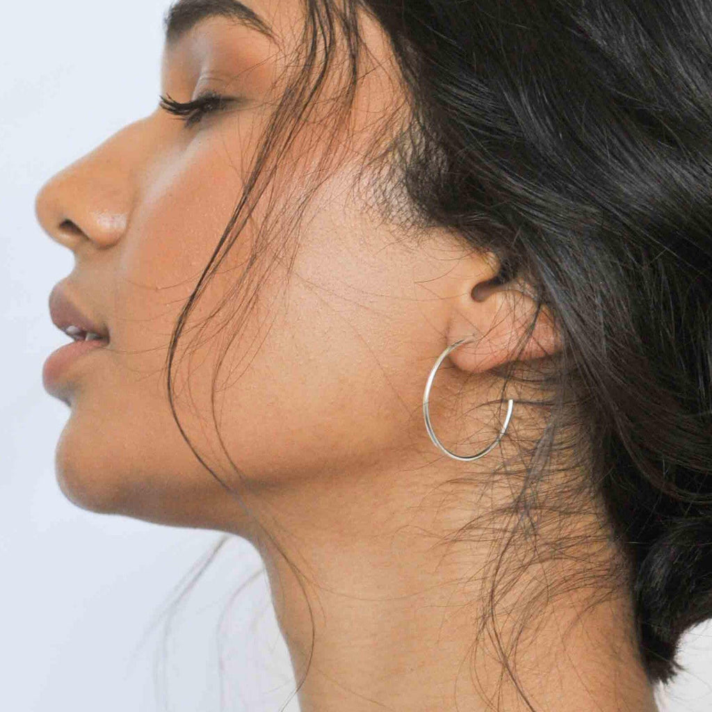 Silver Large Delicate Hoop Earrings