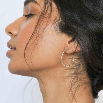 Silver Large Delicate Hoop Earrings