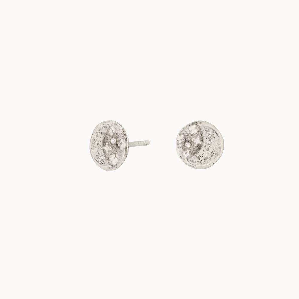 Silver Mini Moonlight Stud Earrings