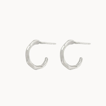 Silver Mini Organic Hoop Earrings