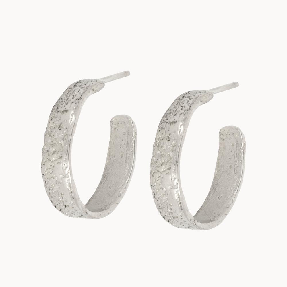 Silver Molten Hoop Earrings