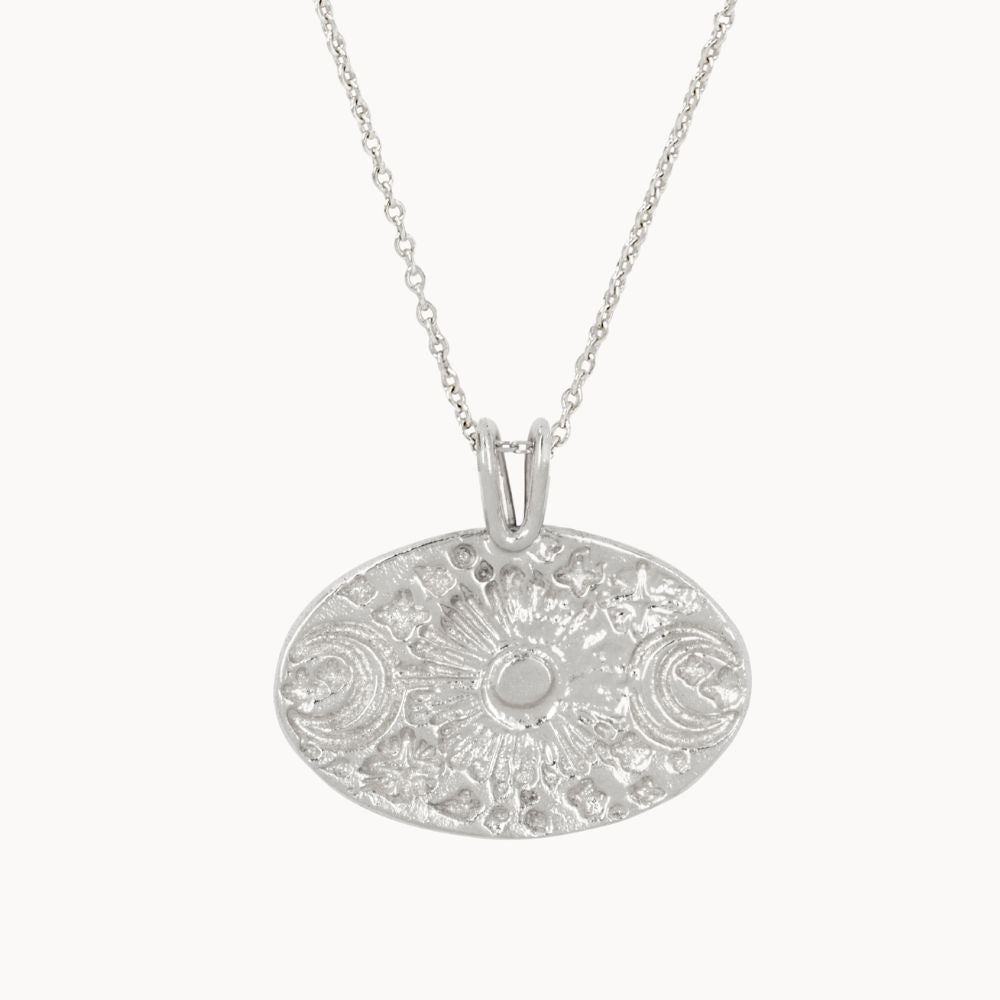 Silver Personalised Celestial Medallion Necklace