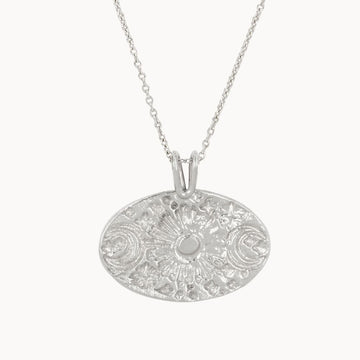 Silver Personalised Celestial Medallion Necklace
