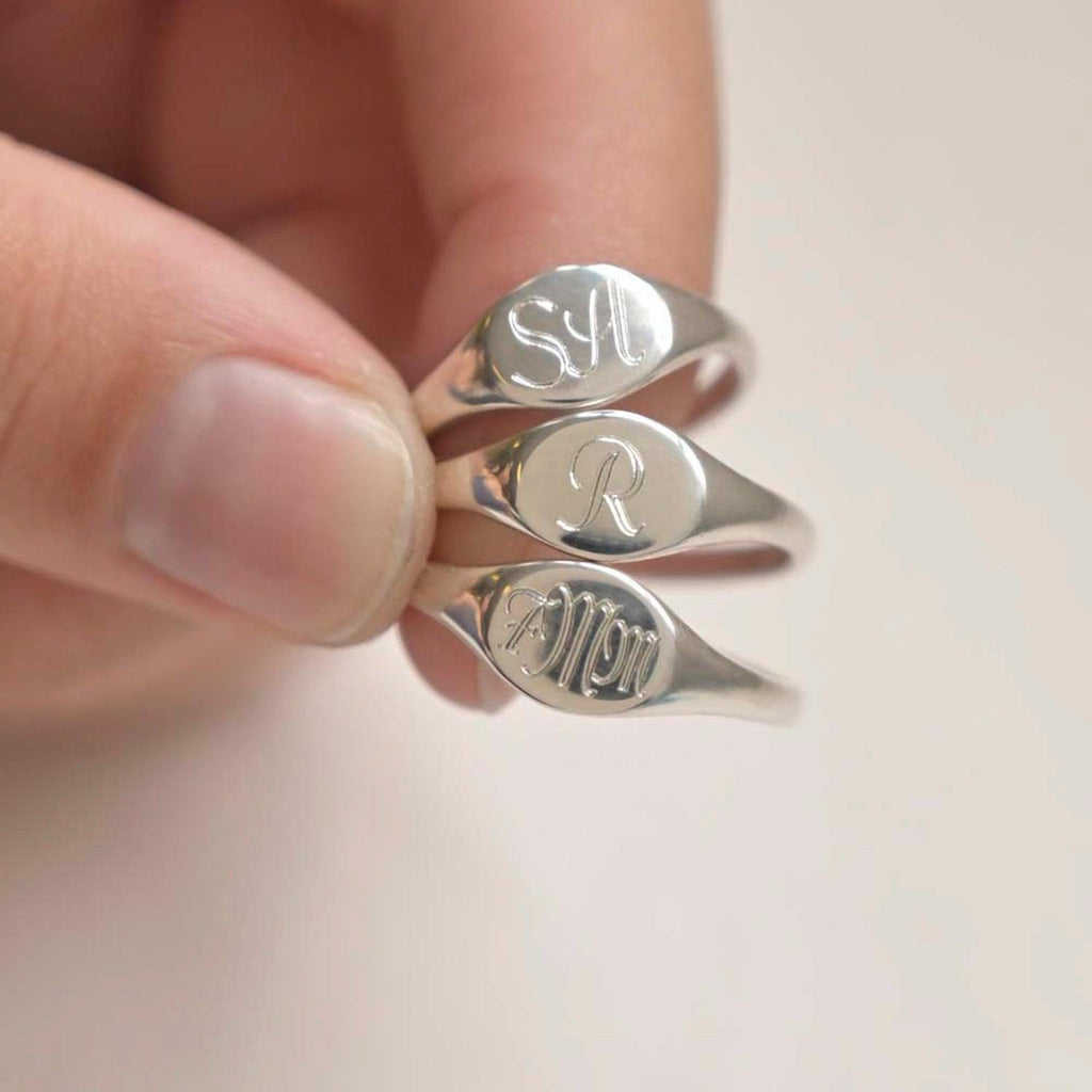 Silver Personalised Initial Signet Ring