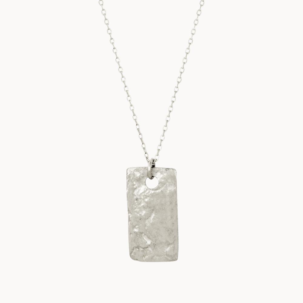 Silver rectangle deals necklace